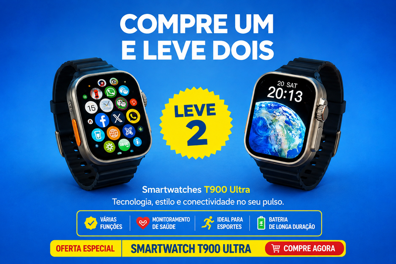 Smartwatch Ultra Premium Serie 8 - Design Sofisticado + Monitoramento Saúde - Leve 2 Pelo Preço De 1