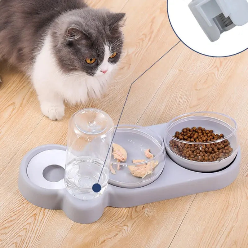 Alimentador Automático 3 em 1: Comedouro e Bebedouro Duplo para Cães e Gatos