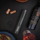 Abridor de Vinho Elétrico Preto com Saca-Rolhas Automático e Carregamento USB - Perfeito para Uso Doméstico e Eventos
