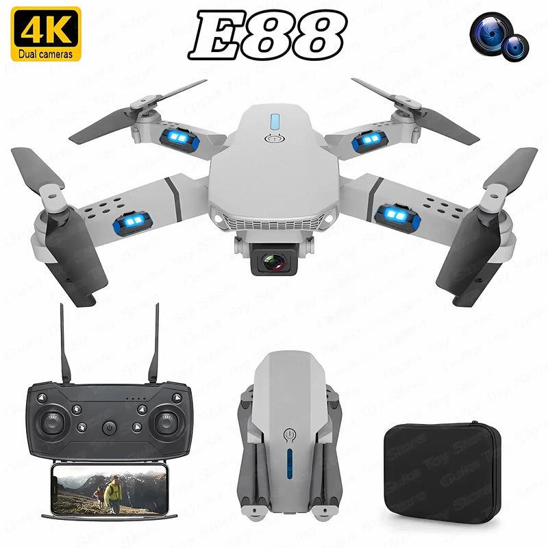 Novo E88 Pro Drone 4K – Fotos e Vídeos Cinematográficos na Palma da Sua Mão